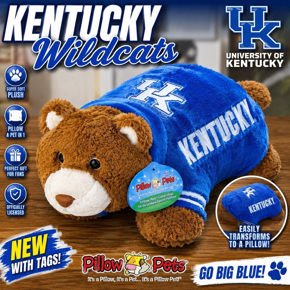 Pillow Pets University of Kentucky Wildcats Plush Stuffed Animal NWT Blue UK